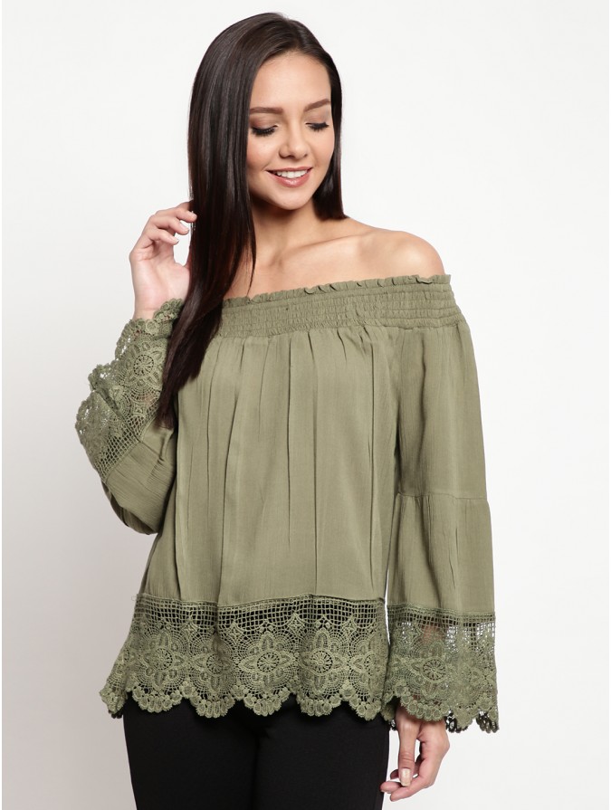 Mayra Women's Olive Off-Shoulder Top